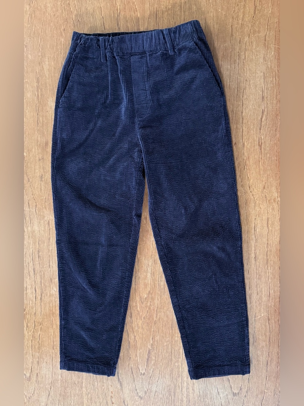 Naïf Montréal Navy Blue Corduroy Tapered Pull-On Pants Elastic Waist Size Small